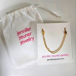 Jennifer Zeuner Gold Tone Double Necklace Mini Stars 20" Chain Modern‎ Classic
